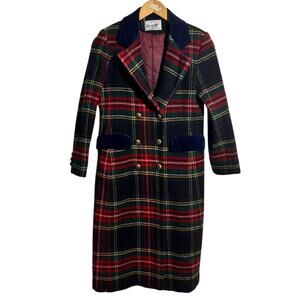 Vintage Rothschild Tartan Plaid Old Money Coat Women 12 Wool Made in USA Preppy